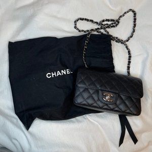 CHANEL Black Caviar Mini Rectangle Flap